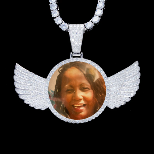 925S & VVS Moissanite 3D Wing Custom Picture Pendant