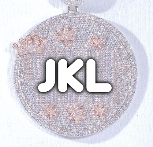 CUSTOM LETTER NECKLACE 3D BIG CROWN DISC
