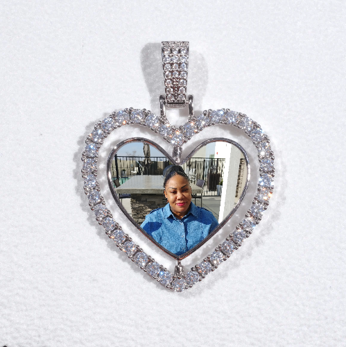 3D Spinning 2-Faced Heart Custom Picture Pendant