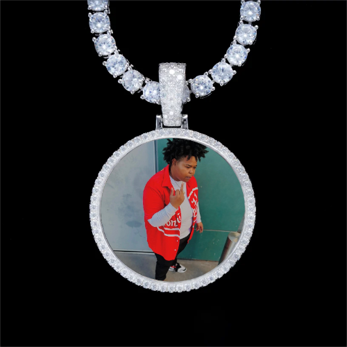 925S & VVS Moissanite 3D Circle Custom Picture Pendant