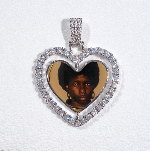 3D Spinning 2-Faced Heart Custom Picture Pendant