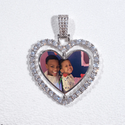 3D Spinning 2-Faced Heart Custom Picture Pendant
