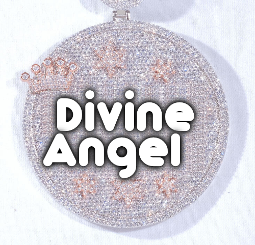 CUSTOM LETTER NECKLACE 3D BIG CROWN DISC