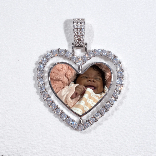 3D Spinning 2-Faced Heart Custom Picture Pendant
