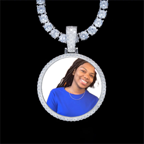 925S & VVS Moissanite 3D Circle Custom Picture Pendant