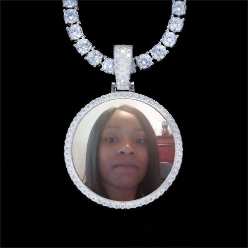 925S & VVS Moissanite 3D Circle Custom Picture Pendant