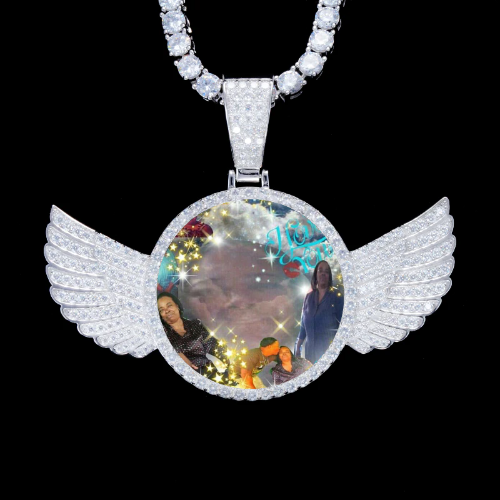 925S & VVS Moissanite 3D Wing Custom Picture Pendant