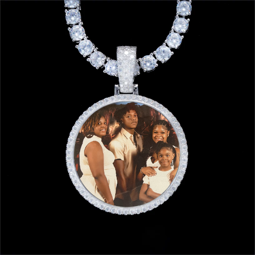 925S & VVS Moissanite 3D Circle Custom Picture Pendant