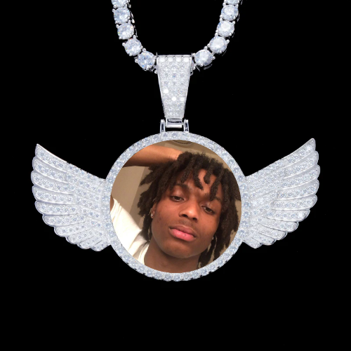925S & VVS Moissanite 3D Wing Custom Picture Pendant