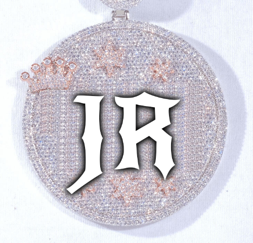 CUSTOM LETTER NECKLACE 3D BIG CROWN DISC