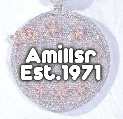 CUSTOM LETTER NECKLACE 3D BIG CROWN DISC