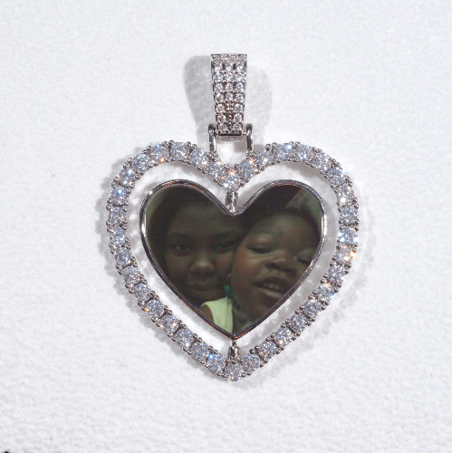 3D Spinning 2-Faced Heart Custom Picture Pendant