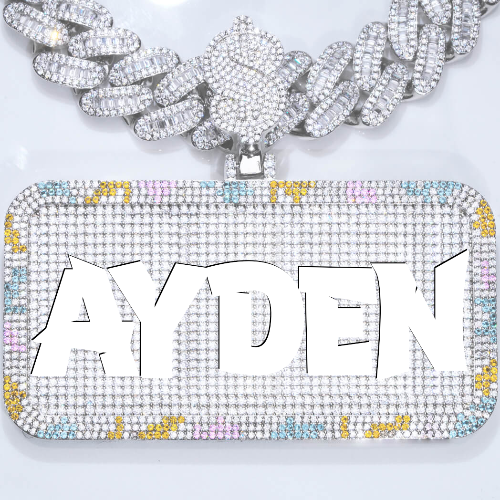 CUSTOM LETTER NECKLACE 3D COLORFUL SQUARE