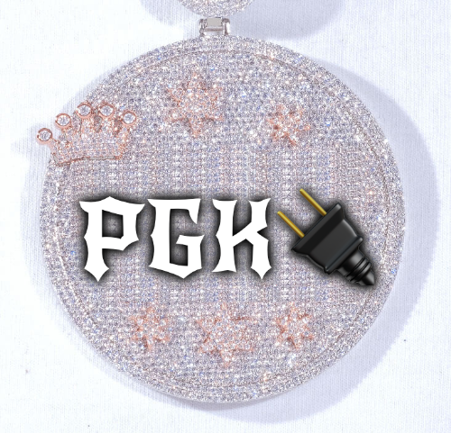 CUSTOM LETTER NECKLACE 3D BIG CROWN DISC