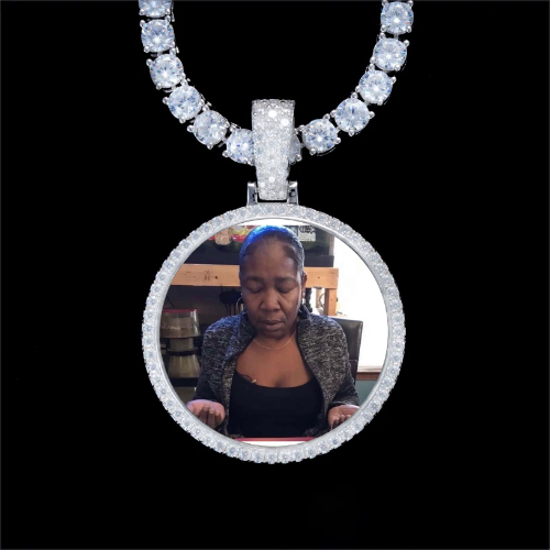 925S & VVS Moissanite 3D Circle Custom Picture Pendant