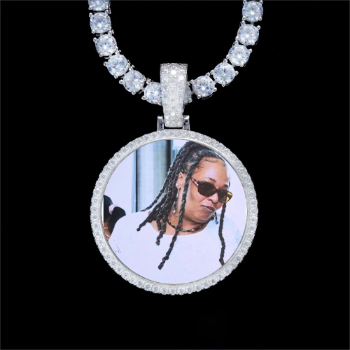 925S & VVS Moissanite 3D Circle Custom Picture Pendant