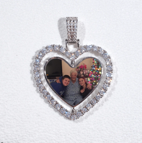 3D Spinning 2-Faced Heart Custom Picture Pendant
