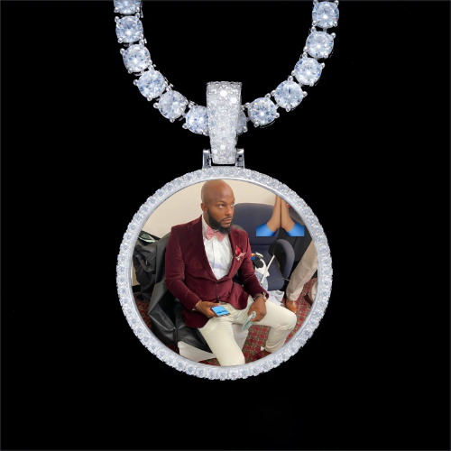 925S & VVS Moissanite 3D Circle Custom Picture Pendant