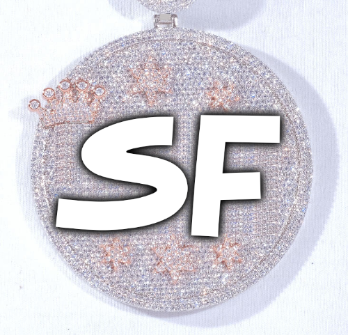 CUSTOM LETTER NECKLACE 3D BIG CROWN DISC