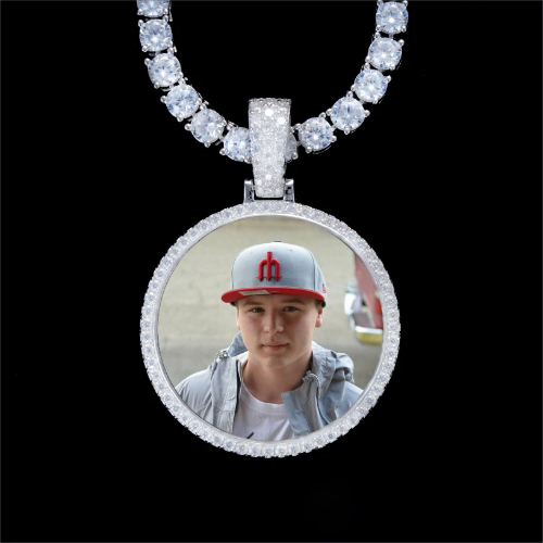 925S & VVS Moissanite 3D Circle Custom Picture Pendant