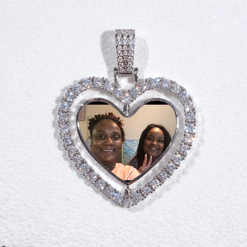 3D Spinning 2-Faced Heart Custom Picture Pendant