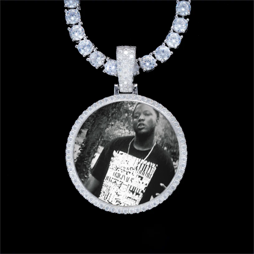 925S & VVS Moissanite 3D Circle Custom Picture Pendant
