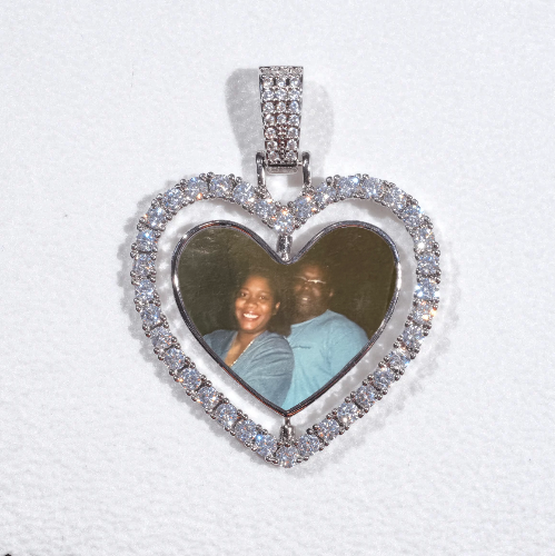 3D Spinning 2-Faced Heart Custom Picture Pendant