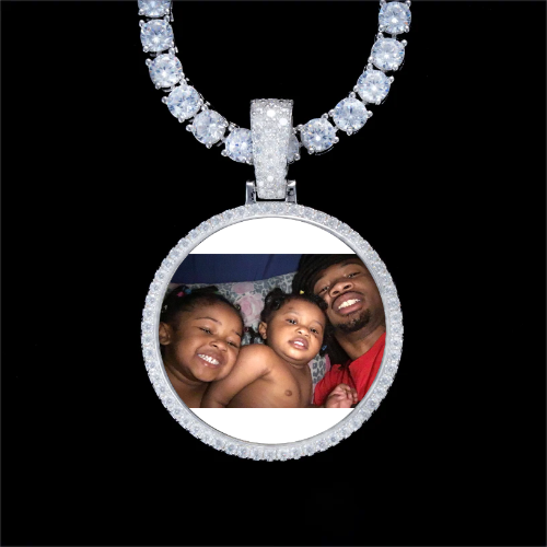 925S & VVS Moissanite 3D Circle Custom Picture Pendant