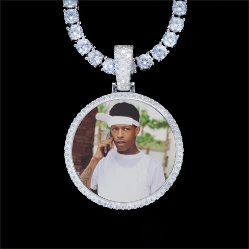 925S & VVS Moissanite 3D Circle Custom Picture Pendant