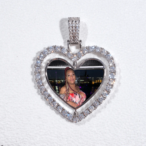 3D Spinning 2-Faced Heart Custom Picture Pendant