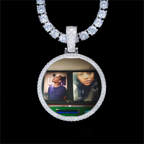 925S & VVS Moissanite 3D Circle Custom Picture Pendant