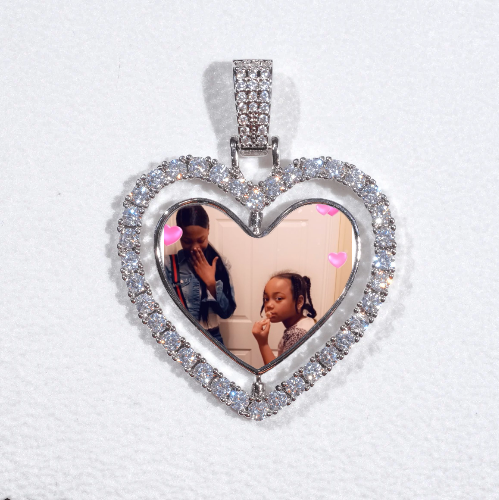 3D Spinning 2-Faced Heart Custom Picture Pendant