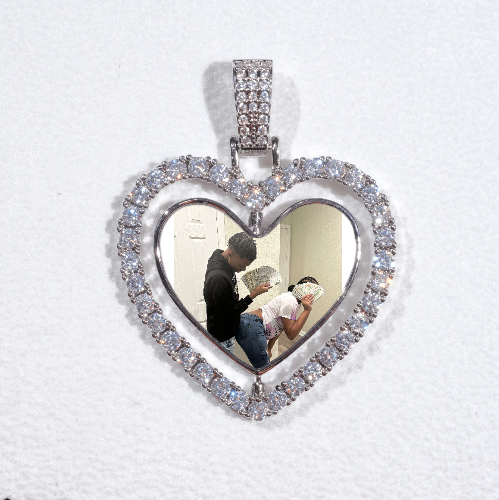 3D Spinning 2-Faced Heart Custom Picture Pendant