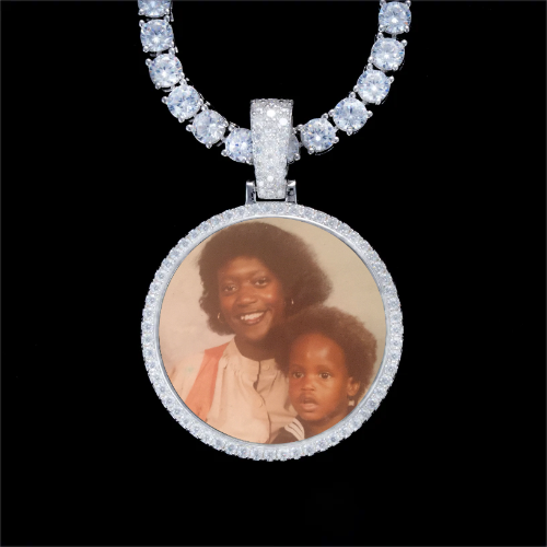925S & VVS Moissanite 3D Circle Custom Picture Pendant