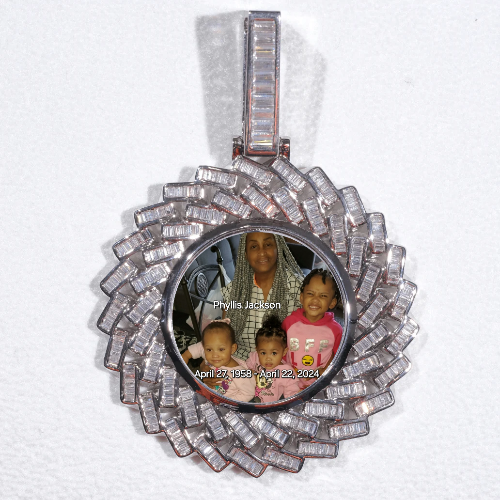 Large 3D Baguette Custom Picture Pendant
