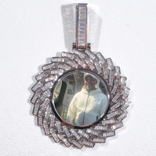 Large 3D Baguette Custom Picture Pendant