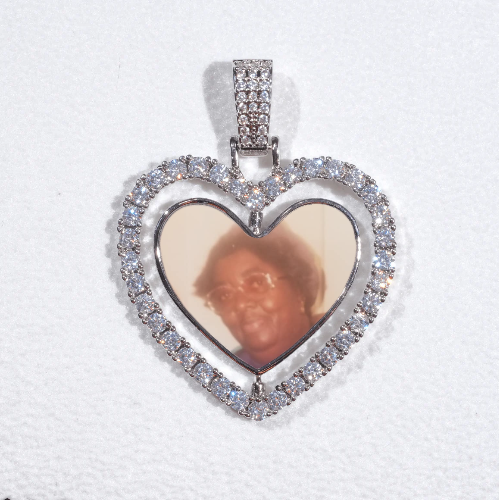 3D Spinning 2-Faced Heart Custom Picture Pendant