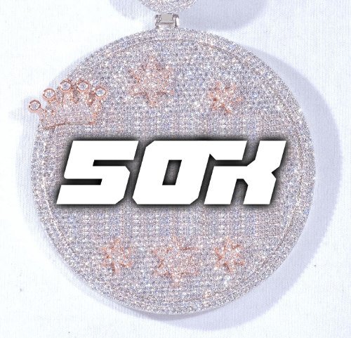 CUSTOM LETTER NECKLACE 3D BIG CROWN DISC