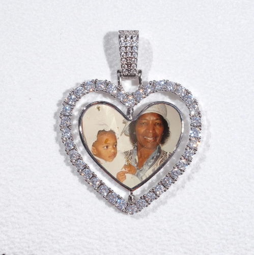 3D Spinning 2-Faced Heart Custom Picture Pendant
