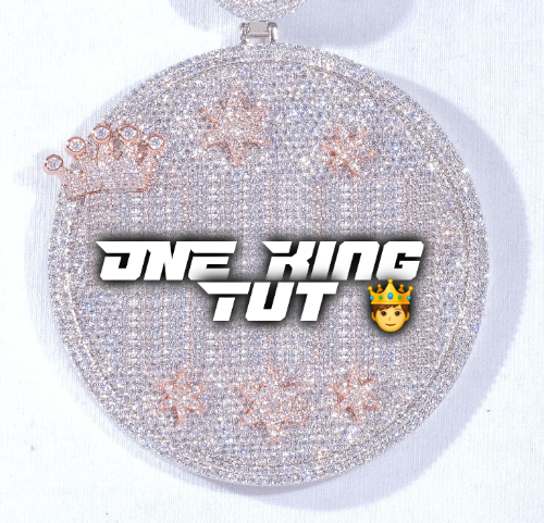 CUSTOM LETTER NECKLACE 3D BIG CROWN DISC
