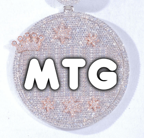 CUSTOM LETTER NECKLACE 3D BIG CROWN DISC