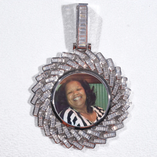 Large 3D Baguette Custom Picture Pendant