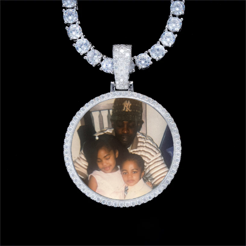 925S & VVS Moissanite 3D Circle Custom Picture Pendant