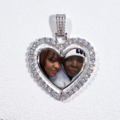 3D Spinning 2-Faced Heart Custom Picture Pendant