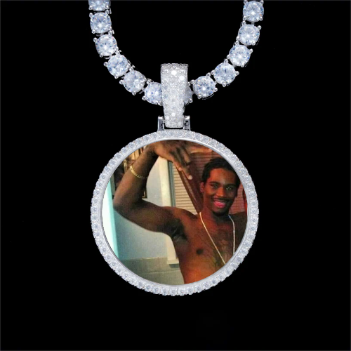 925S & VVS Moissanite 3D Circle Custom Picture Pendant