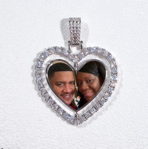 3D Spinning 2-Faced Heart Custom Picture Pendant
