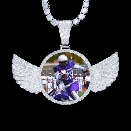 925S & VVS Moissanite 3D Wing Custom Picture Pendant