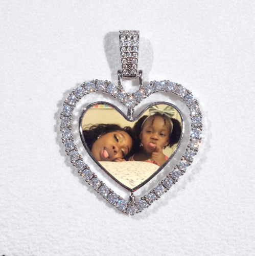 3D Spinning 2-Faced Heart Custom Picture Pendant