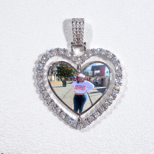3D Spinning 2-Faced Heart Custom Picture Pendant