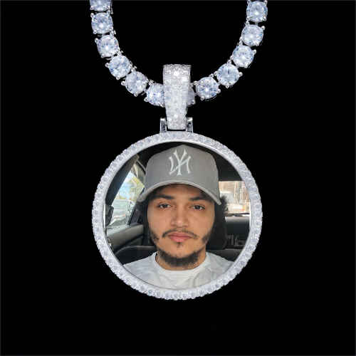 925S & VVS Moissanite 3D Circle Custom Picture Pendant